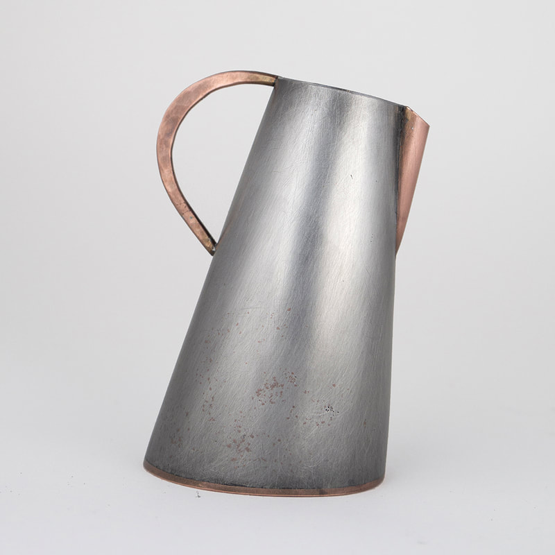 Fused Copper and Pewter Watering Can