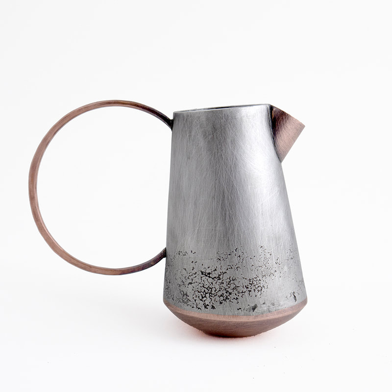 Copper with Fused Pewter and Silver Watering Can